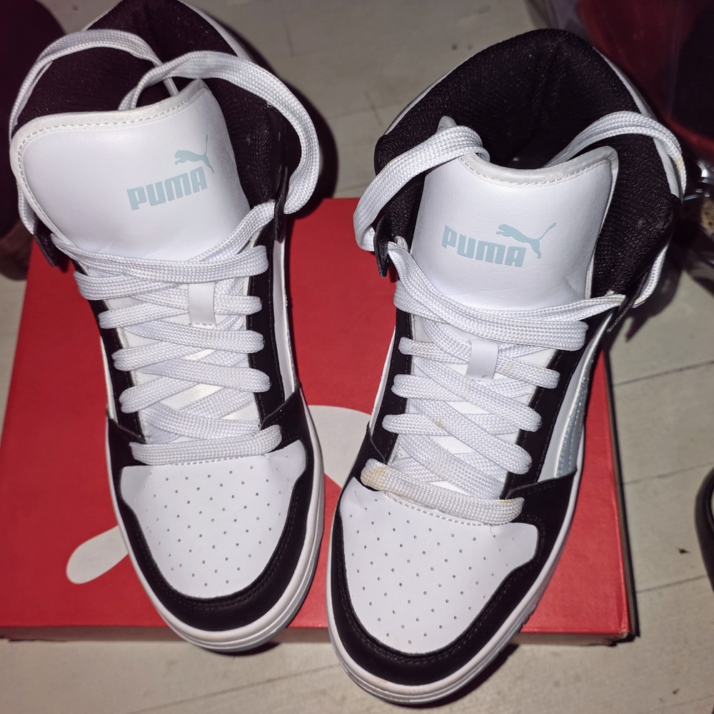 Puma Black and White High-Top Sneakers